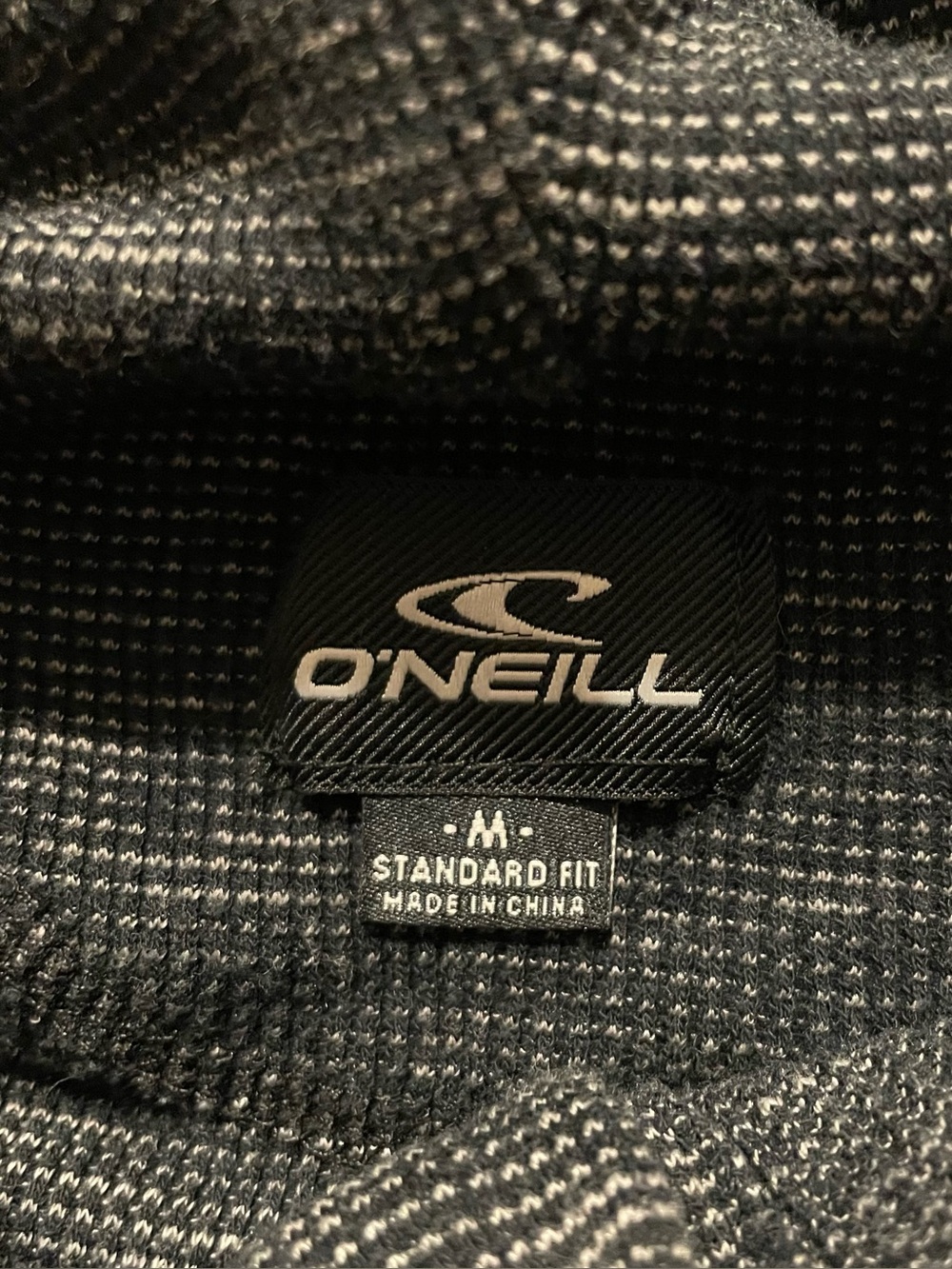 O'Neill Hoodie Shirt Men’s M Black Thermal Waffle Knit Pullover Kangaroo Pocket - Picture 7 of 11